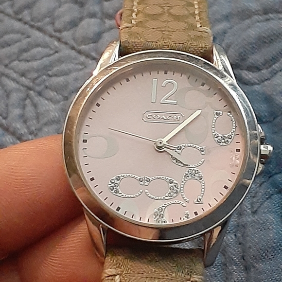 Coach khaki signature watch with pink acce… - Picture 2 of 5